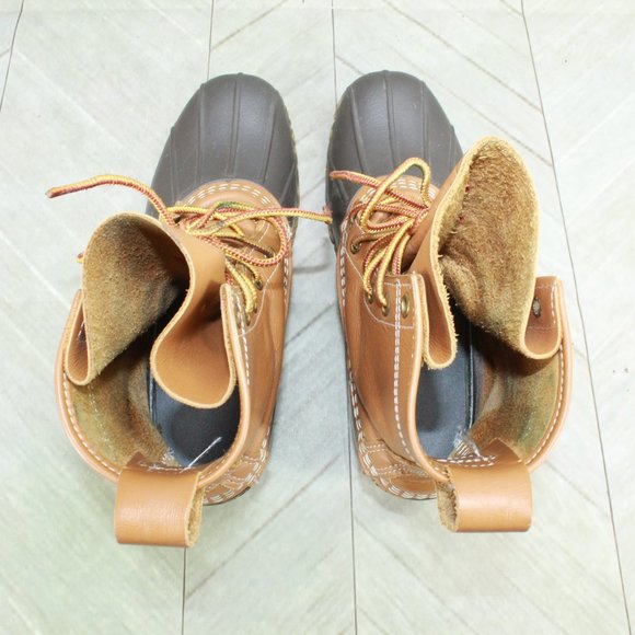 LL Bean Brown Leather Lace Up Unlined  Duck Boots Size 7 Narrow - Picture 7 of 9